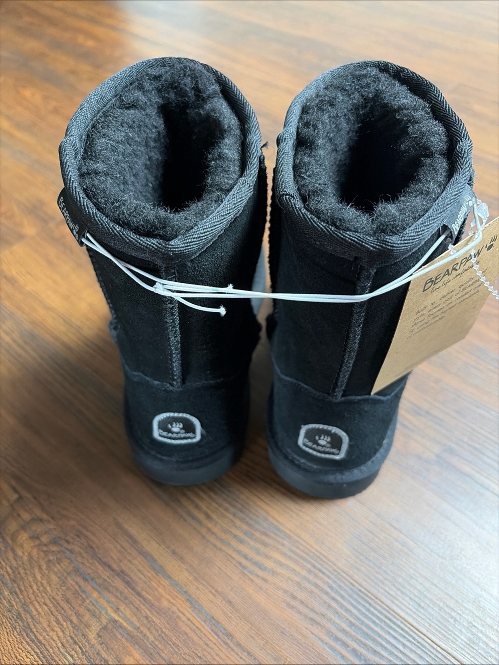 BearPaw Youth Black Fleece-Lined Suede Boots